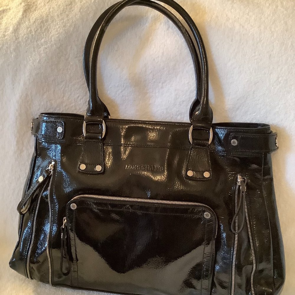 Longchamp Black Patent Leather Handbag